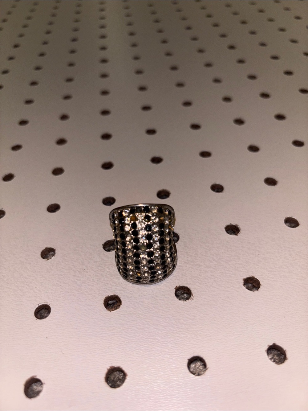 Sterling Silver Black and White Pave Dome Ring